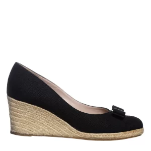 Sapato Salvatore Ferragamo Anabela Ráfia Preto