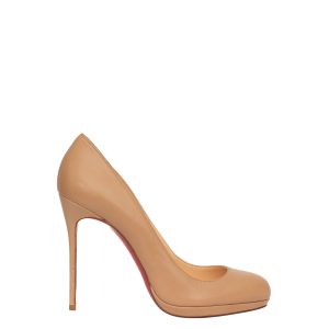 Peep Toe Louboutin Bege Couro Fosco Tam40