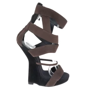 Sandália Giuseppe Zanotti Camurça Marrom e Preta