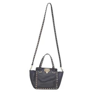 Bolsa Valentino Rockstud Grainy Small Preta