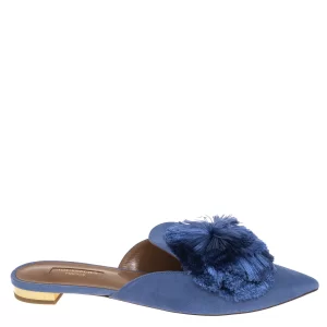 Sapato Aquazzura Mule Pompom Azul