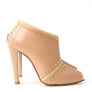 Ankle Boot Christian Louboutin Carapachoc Couro Bege