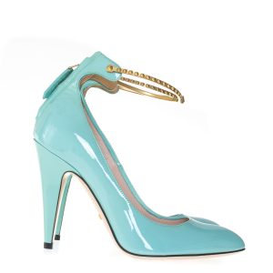 Scarpin Gucci Verniz Azul Claro Olho