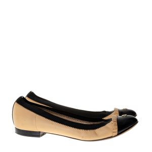 Sapatilha Chanel Bicolor CC Couro Bege