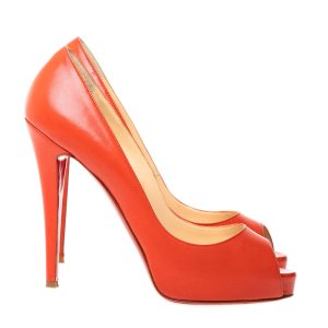 Peep Toe Christian Louboutin Couro Laranja