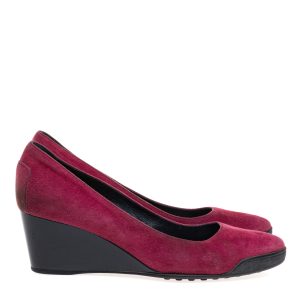 Sapato Tods Camurça Vinho Salto Anabela