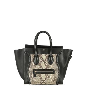 Bolsa Celine Luggage Couro Preto e Python