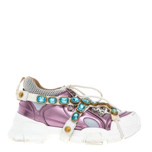 Tênis Gucci Metalizado Rosa Pedras Azuis
