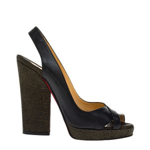 Sandália Christian Louboutin Couro Preto e Texturizado