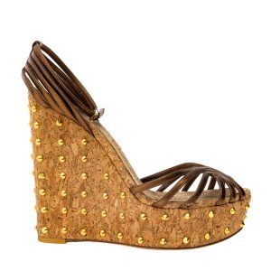 Anabela Gucci Couro Cobre Cortiça e Spikes
