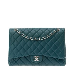 Bolsa Chanel Classic Single Flap Maxi Azul Petróleo