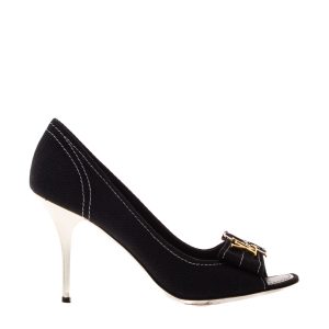 Peep Toe Louis Vuitton Love Canvas Preto