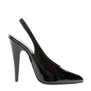 Slingback Saint Laurent Viper Verniz Preto