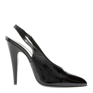 Slingback Saint Laurent Viper Verniz Preto