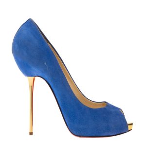 Peep Toe Christian Louboutin Camurça Azul