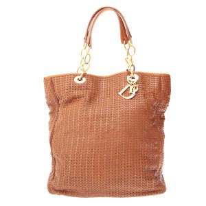 Bolsa Christian Dior Lady Dior Soft Woven Tote Caramelo