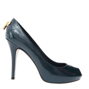 Peep Toe Louis Vuitton Oh Really Verniz Azul Metalizado