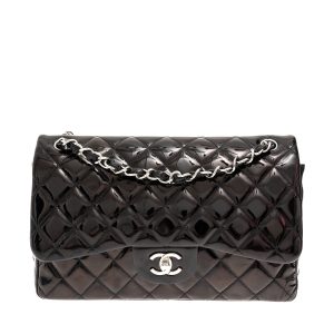 Bolsa Chanel Double Flap Jumbo Verniz Preto