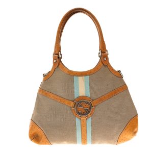 Bolsa Gucci Hobo Jacquard e Cour Caramelo