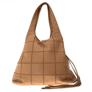 Bolsa Chanel Quadriculada Couro Bege