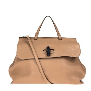 Bolsa Gucci Bamboo Daily Couro Bege