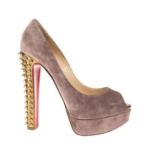Peep Toe Christian Louboutin Spikes e Camurça