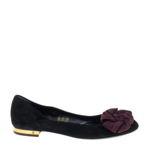 Sapatilha Louis Vuitton Flor Veludo Preta e Roxa