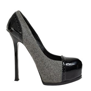 Sapato Saint Laurent Príncipe de Gales e Verniz Preto
