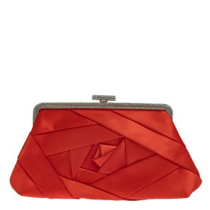 Bolsa Valentino Garavani Drapeado Cetim Vermelho e Cristais