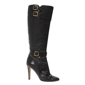 Bota Jimmy Choo Cano Longo Couro Preto