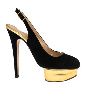 Sapato Charlotte Olympia Slingback Camurça Preto