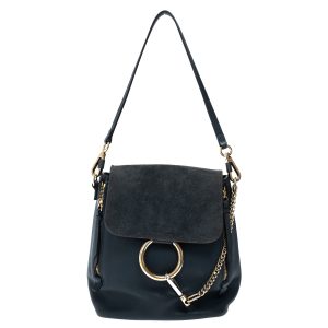 Mochila Chloé Couro e Camurça Cinza