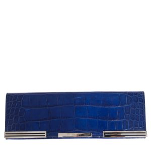 Bolsa Clutch Gucci Couro Texturizado Azul