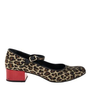 Sapato Saint Laurent Animal Print e Vermelho