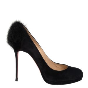 Sapato Christian Louboutin Camurça e Pelos Preto