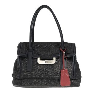 Bolsa Diane Von Furstenberg Couro Preto e Tecido