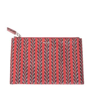 Bolsa Pouch Prada Saffiano Estampado Vermelho