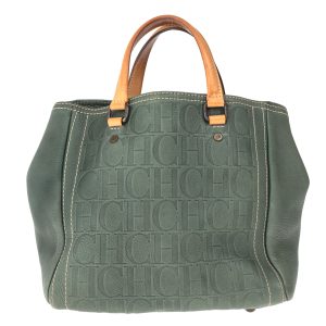 Bolsa Carolina Herrera Monograma Couro Verde
