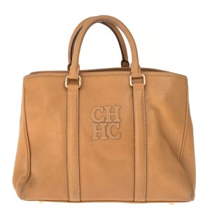 Bolsa Carolina Herrera CH Couro Bege