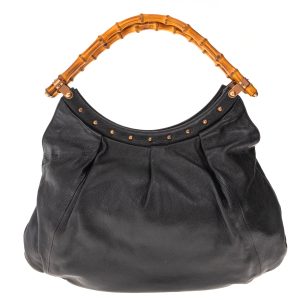 Bolsa Gucci Bamboo Tote Couro Preto