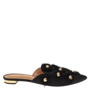 Mule Aquazzura Aplicações Preto