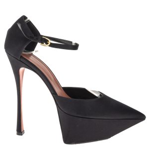 Sapato Amina Muaddi Angelica Cetim Preto