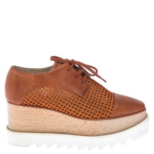 Tênis Stella McCartney Plataforma Elyse Couro Caramelo
