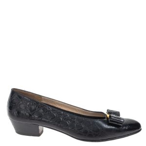 Sapato Salvatore Ferragamo Vara Couro Exótico Preto