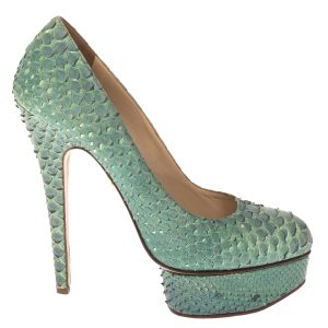 Sapato Charlotte Olympia Pump Couro Exótico Verde
