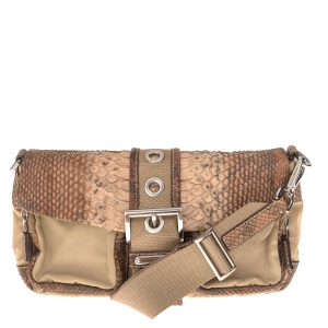 Bolsa Prada Fivela e Bolsos Couro Exótico e Nylon