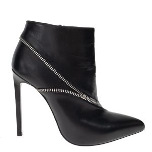 Bota Saint Laurent Zíper Couro Preta