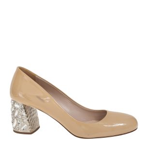 Sapato Miu Miu com Pedraria Verniz Bege