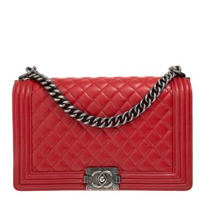 Bolsa Chanel Boy Grande Matelassê Vermelha
