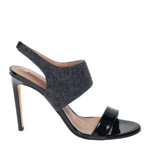 Sandália Hugo Boss Feltro e Verniz Preta